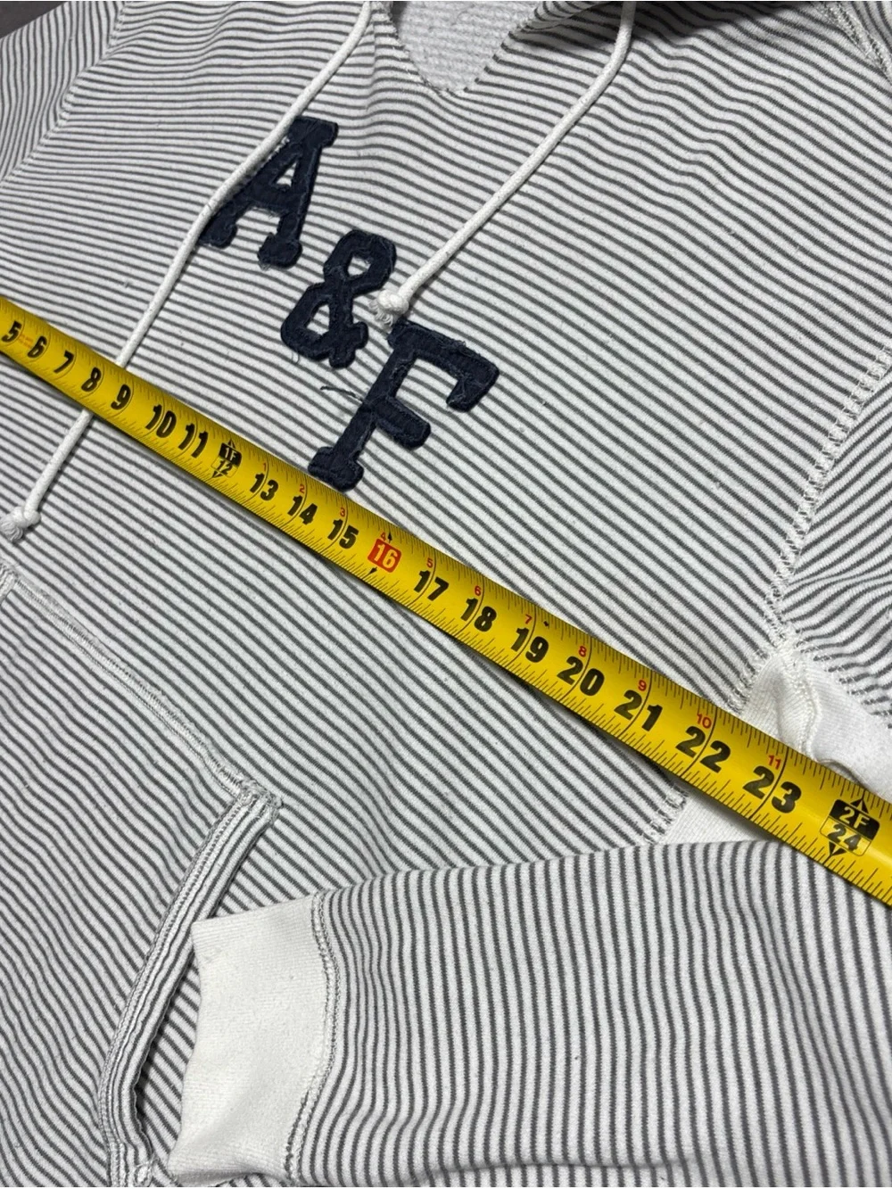 Abercrombie & Fitch Men L Striped Fleece Hoodie A&F Felt Logo Y2K